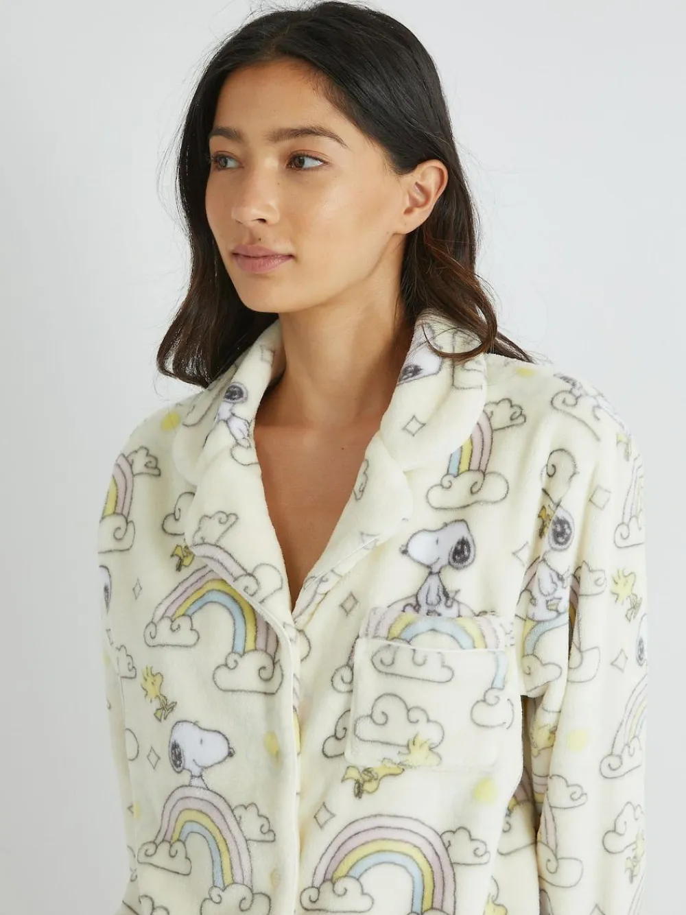 Best Skinnydip White Peanuts x Snoopy Rainbow Fleece Pyjamas Set