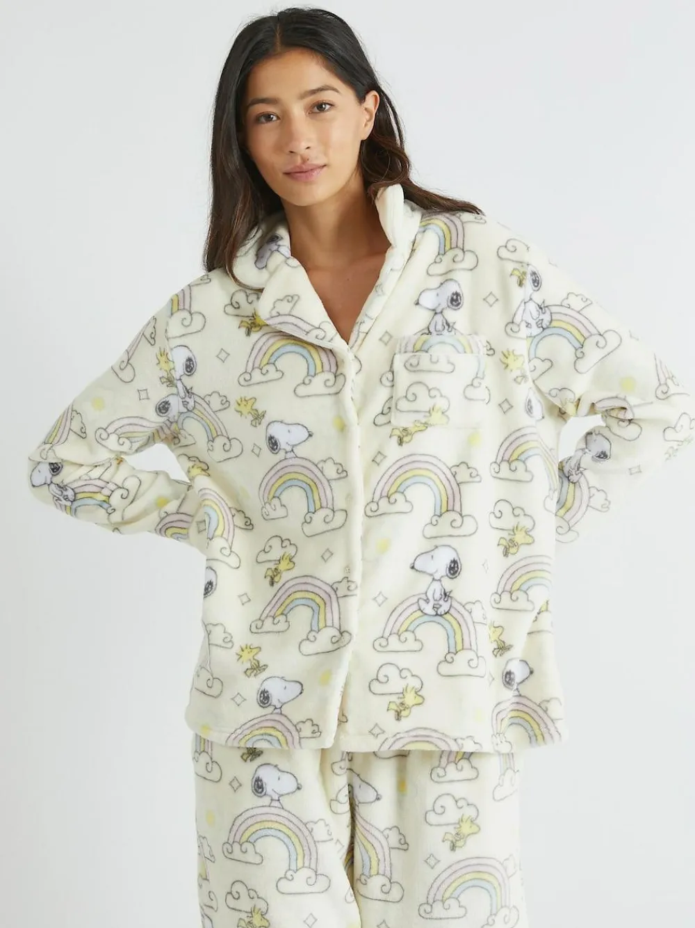 Best Skinnydip White Peanuts x Snoopy Rainbow Fleece Pyjamas Set