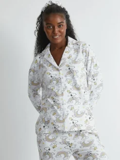 Skinnydip White Peanuts x Snoopy Rainbow Print Pyjama Set in Ecru^Women Pyjamas