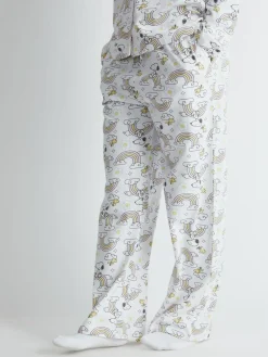 Skinnydip White Peanuts x Snoopy Rainbow Print Pyjama Set in Ecru^Women Pyjamas