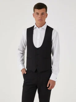 Best Skopes Milan Scoop Slim Fit Suit Waistcoat Black