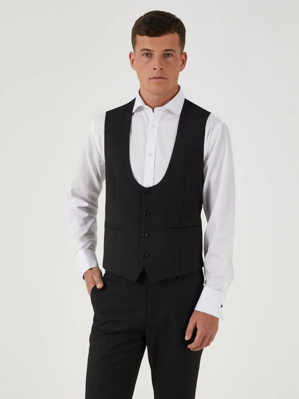 Best Skopes Milan Scoop Slim Fit Suit Waistcoat Black