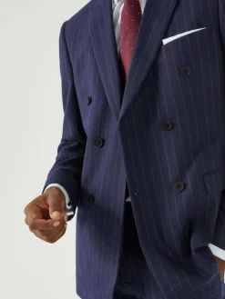 Skopes Blue Declan Suit Slim Fit Pinstripe Double Breasted Jacket^ Suits & Tuxedos|Blue Suits