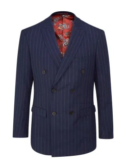 Skopes Blue Declan Suit Slim Fit Pinstripe Double Breasted Jacket^ Suits & Tuxedos|Blue Suits