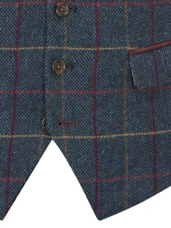 Online Skopes Blue Doyle Tweed Wool Blend Tailored Fit Suit Waistcoat