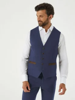 Skopes Blue Guildford Suit Soft Touch Check Waistcoat