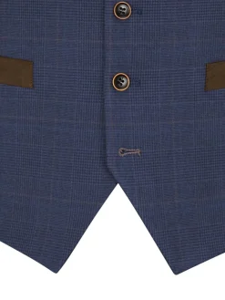Skopes Blue Guildford Suit Soft Touch Check Waistcoat