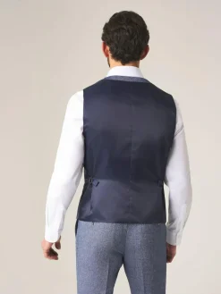 Best Skopes Blue Jude Tweed Tailored Fit Suit Waistcoat