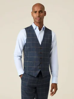 Discount Skopes Blue Meredith Suit Waistcoat Windowpane Check