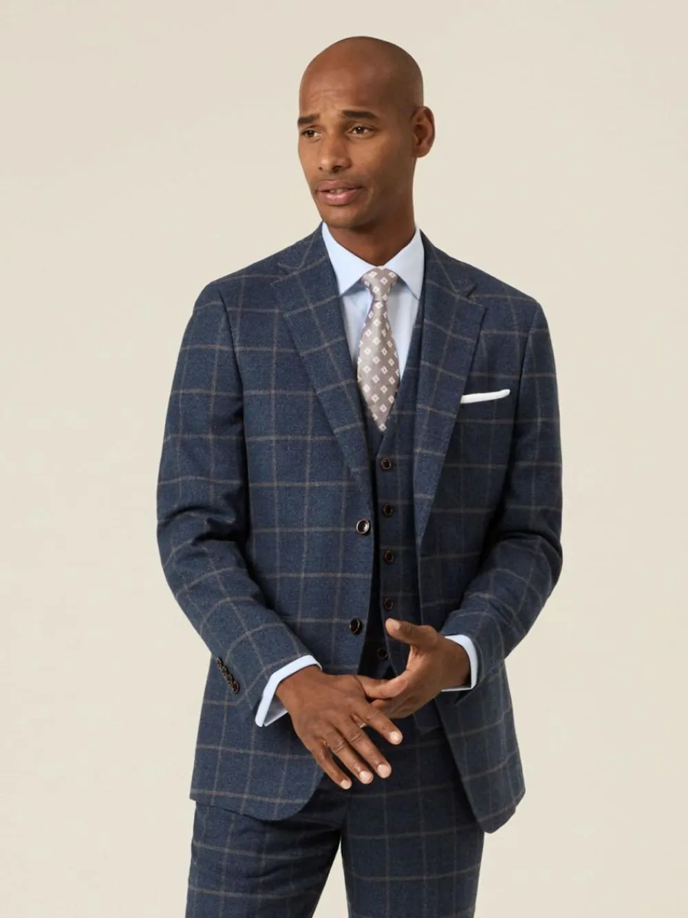 Skopes Blue Meredith Tailored Fit Suit Jacket Windowpane Check^ Blue Suits|Suits & Tuxedos