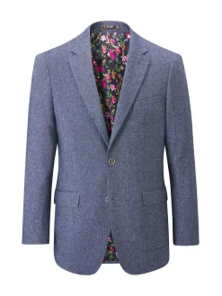 Sale Skopes Single Breasted Jude Tweed Tailored Fit Suit Jacket Blue