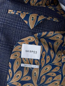 Online Skopes Blue Tailored Fit Woolf Check Suit: Jacket