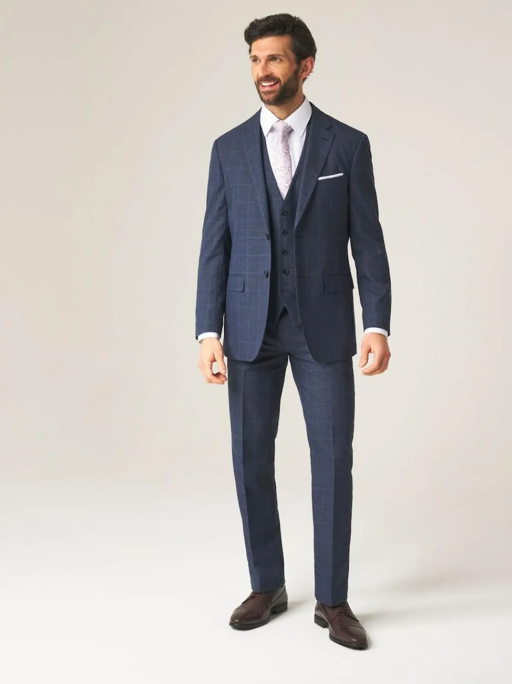 Clearance Skopes Tailored Fit Anello Check Suit Jacket Blue