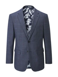 Clearance Skopes Tailored Fit Anello Check Suit Jacket Blue
