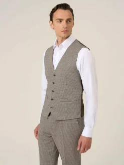 New Skopes Brown Cannon Houndstooth Suit Waistcoat