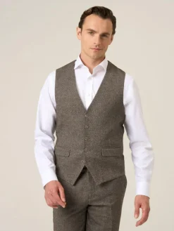 Skopes Brown Jude Tweed Tailored Fit Suit Waistcoat^ Vests