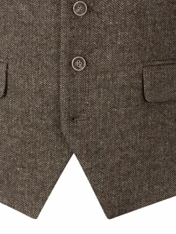 Skopes Brown Jude Tweed Tailored Fit Suit Waistcoat^ Vests