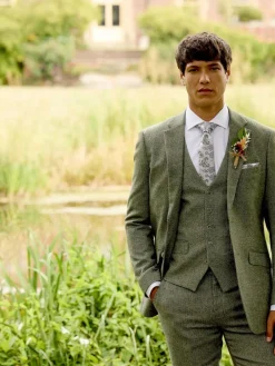 Clearance Skopes Single Breasted Jude Tweed Tailored Fit Suit Jacket Green