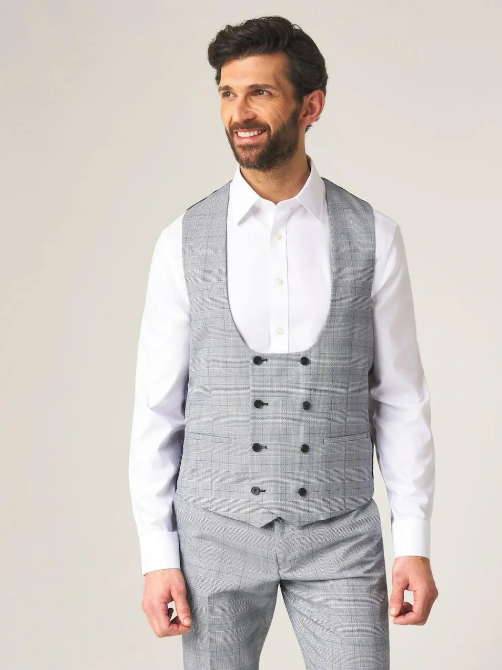 Skopes Double Breasted Double Breasted Scoop Anello Suit Waistcoat Grey