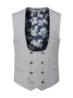 Skopes Double Breasted Double Breasted Scoop Anello Suit Waistcoat Grey