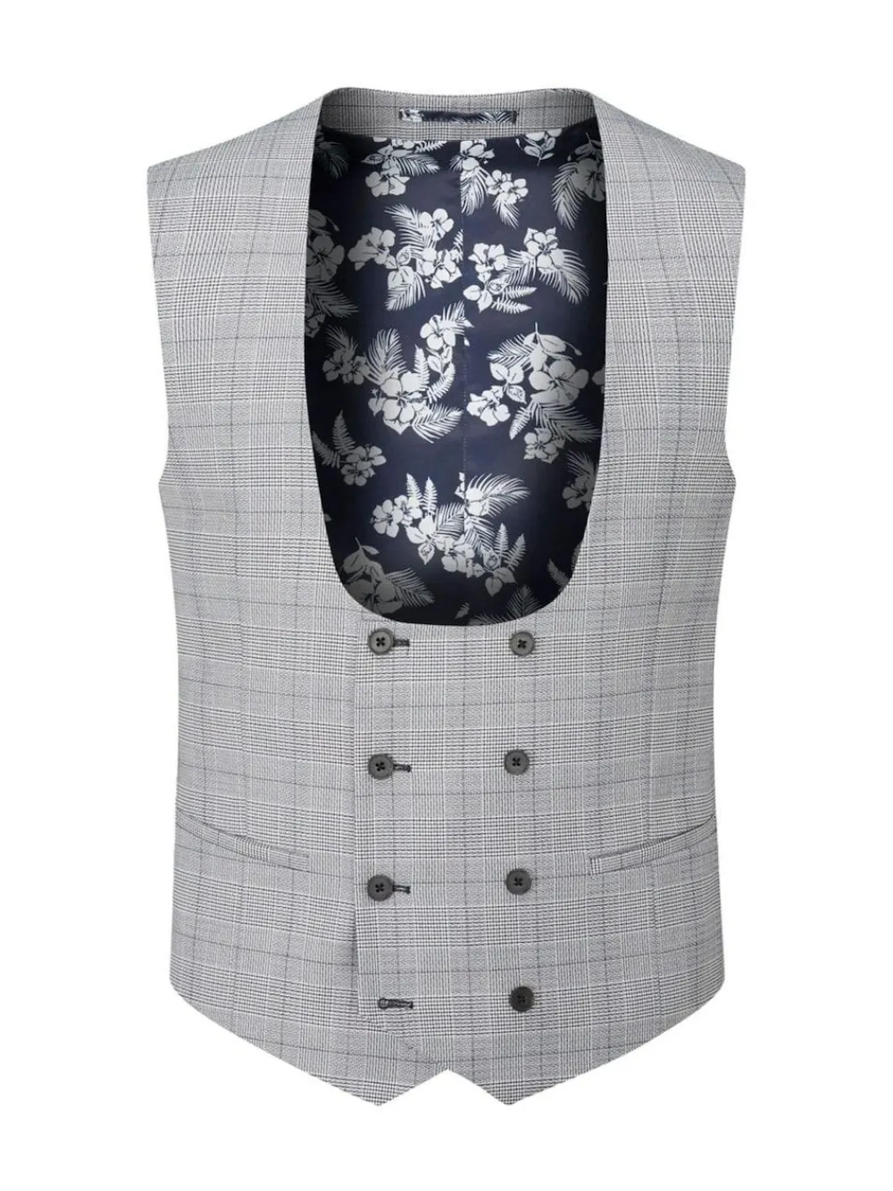 Skopes Double Breasted Double Breasted Scoop Anello Suit Waistcoat Grey