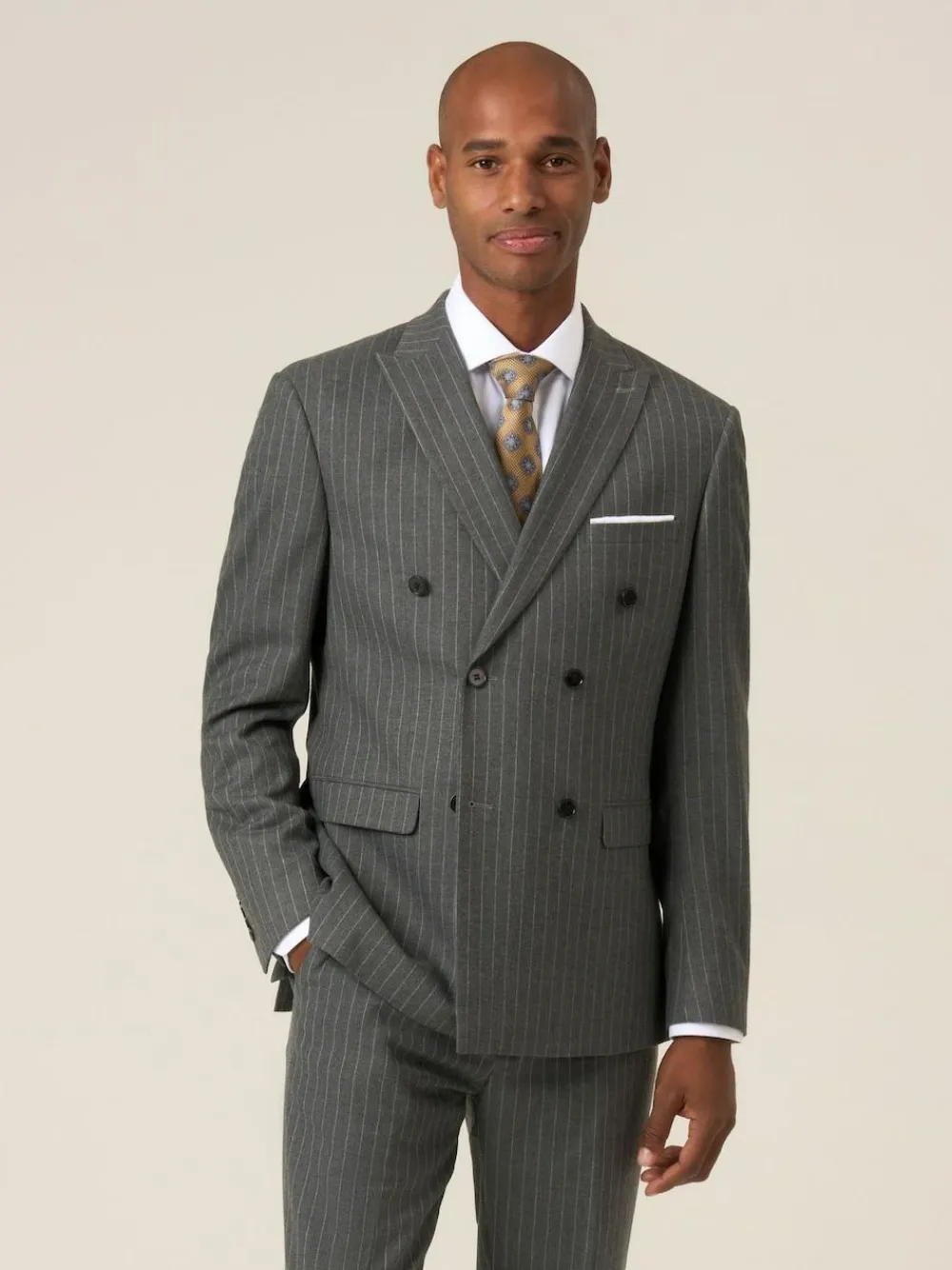 Skopes Grey Double Breasted Cassius Tailored Fit Stripe Suit Jacket^ Grey Suits|Suits & Tuxedos