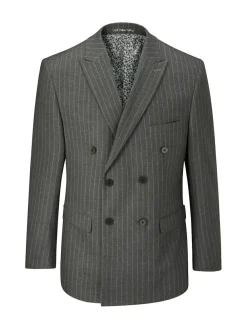 Skopes Grey Double Breasted Cassius Tailored Fit Stripe Suit Jacket^ Grey Suits|Suits & Tuxedos