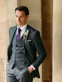 Clearance Skopes Fox Tailored Fit Textured Suit Jacket Grey