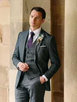 Clearance Skopes Fox Tailored Fit Textured Suit Jacket Grey