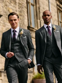 Clearance Skopes Fox Tailored Fit Textured Suit Jacket Grey