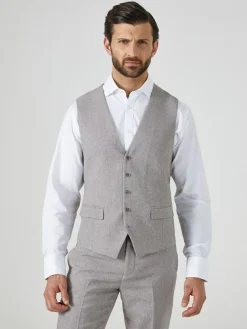 Skopes Grey Jude Tweed Tailored Fit Suit Waistcoat