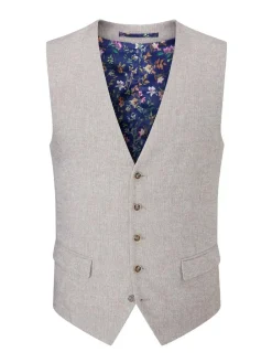Skopes Grey Jude Tweed Tailored Fit Suit Waistcoat
