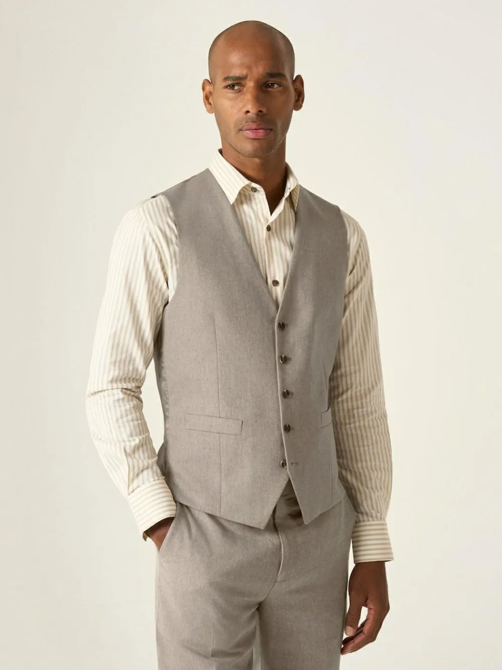 Skopes Single Breasted Tailored Fit Calvados Linen Blend Suit Waistcoat^ Vests
