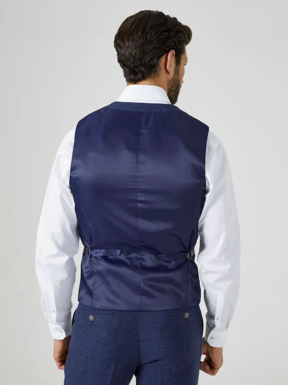 Best Skopes Navy Blue Jude Tweed Tailored Fit Suit Waistcoat
