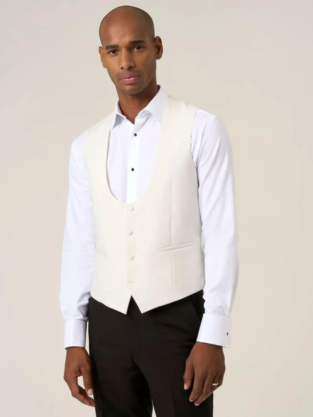 Skopes White Bogart Scoop Suit Waistcoat^ Vests