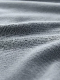 Online Next Slim Fit Cotton Rich Long Sleeve Knitted Polo Shirt Slate Blue