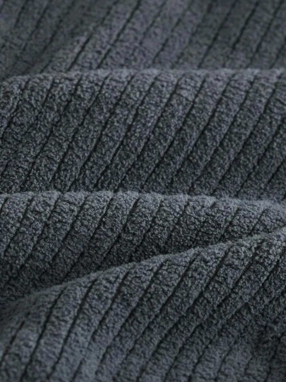 Discount Next Borg Fleece Ribbed Texture Hoodie Slate Grey