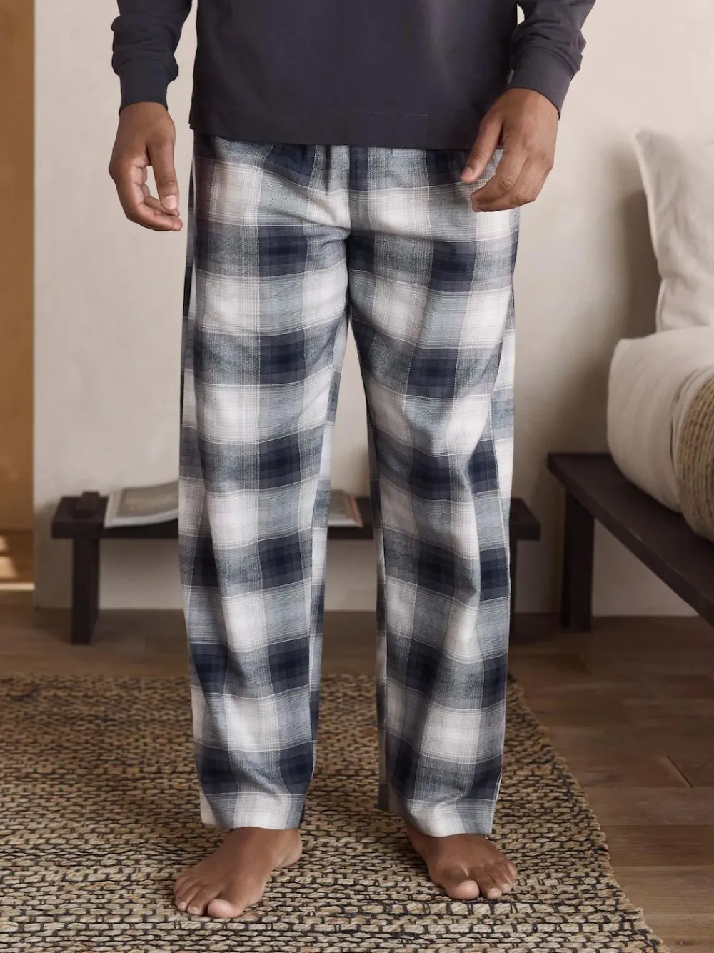 Hot Next Slate Grey Long Sleeve Embroidered Quarter Zip Pyjamas Set