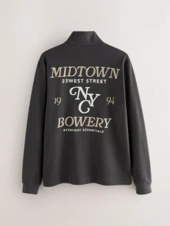 Hot Next Slate Grey Long Sleeve Embroidered Quarter Zip Pyjamas Set