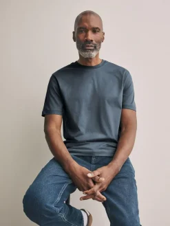 Next Slate Grey Regular Fit Signature SUPIMA® Cotton Crew Neck T-Shirt^ Tops & T-Shirts