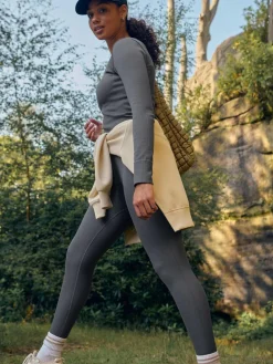 Next Slate Grey Ribbed Seamless High Waist Leggings^Women Sportswear|Leggings & Sweatpants