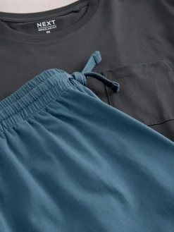 Next Slate Grey Short Sleeve Jersey Pyjamas Set^ Pyjamas|Nightwear
