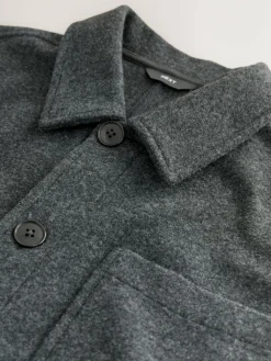 Best Next Wool Look Fleece Shacket Slate Grey