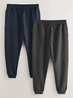 Outlet Next Slim Fit Brushback Heavyweight 2 Pack Joggers Slate Grey/Navy Blue