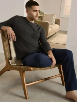 New Next Long Sleeve Jersey Pyjamas Set Slate Grey/Navy