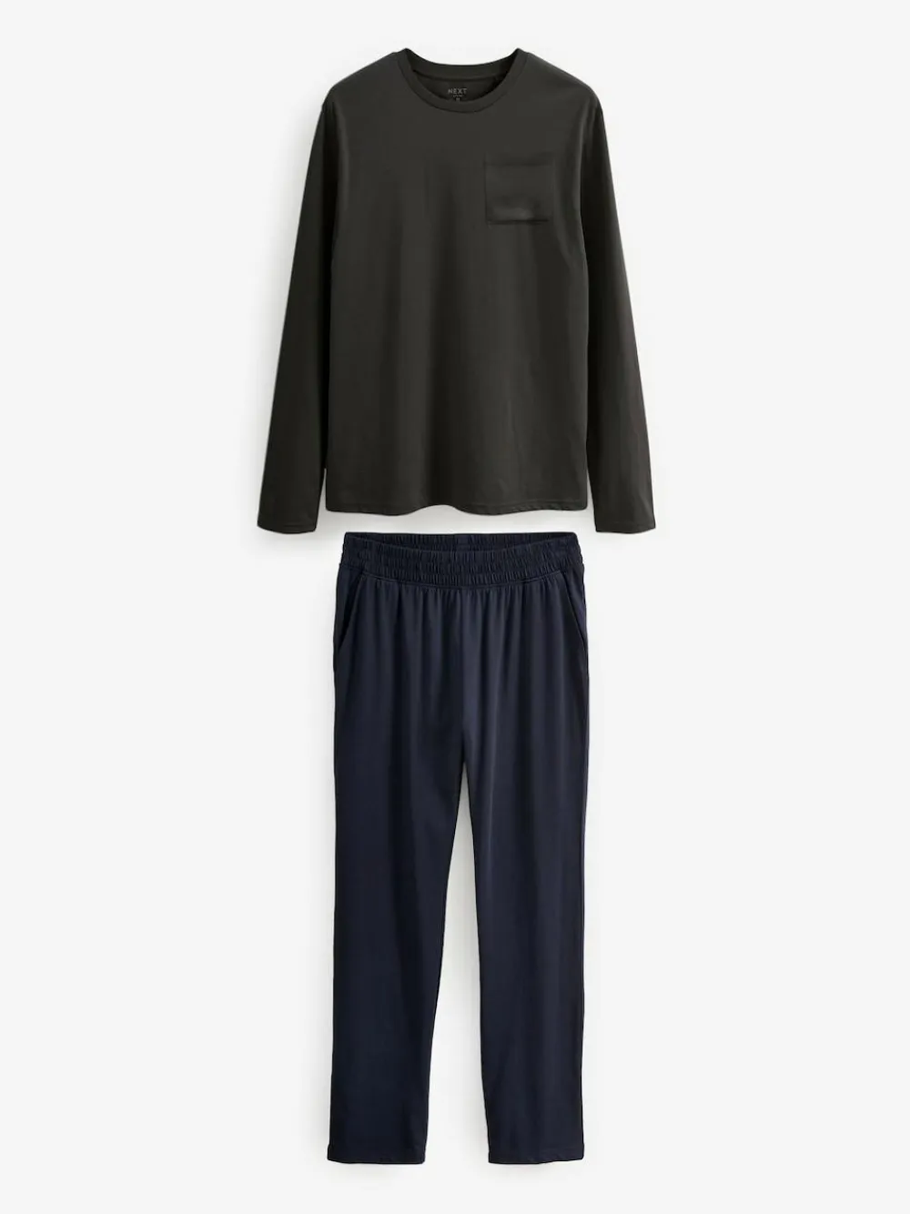 New Next Long Sleeve Jersey Pyjamas Set Slate Grey/Navy