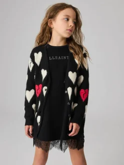 smALLSAINTS Black Amore Heart Girls Long Knitted Cardigan^ Knitwear & Sweaters|Knitwear
