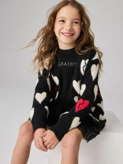 smALLSAINTS Black Amore Heart Girls Long Knitted Cardigan^ Knitwear & Sweaters|Knitwear