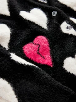 smALLSAINTS Black Amore Heart Girls Long Knitted Cardigan^ Knitwear & Sweaters|Knitwear