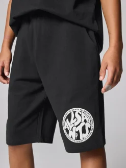 Sale smALLSAINTS Distortion T-Shirt and Sweat Shorts Set Black